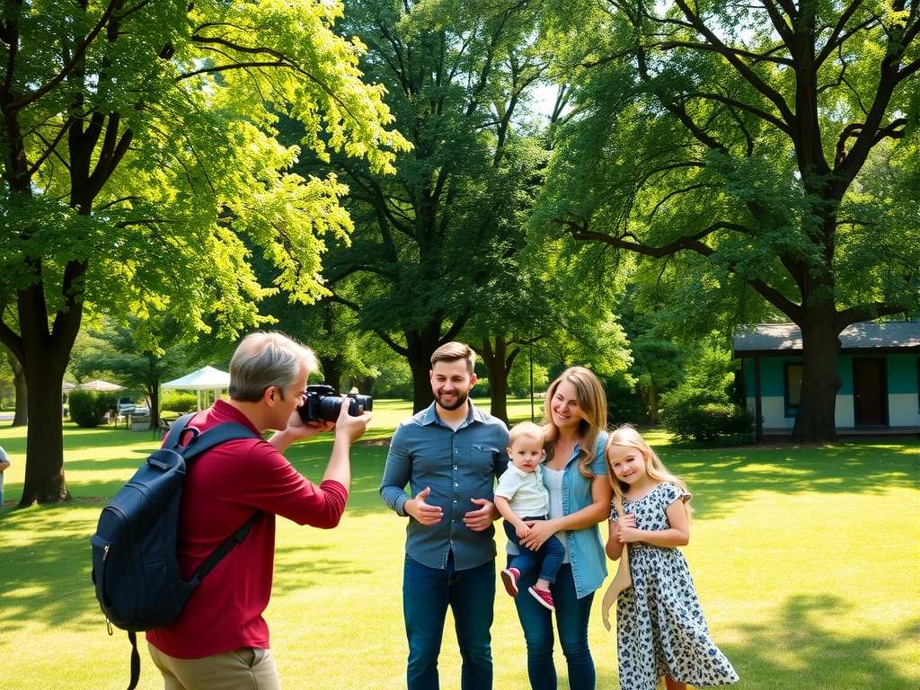 公園での家族撮影